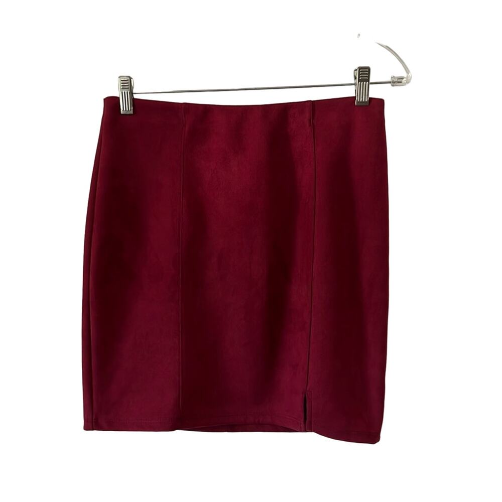 Originality Wine Red Faux Suede Mini Skirt Woman Size Medium Office Work Date